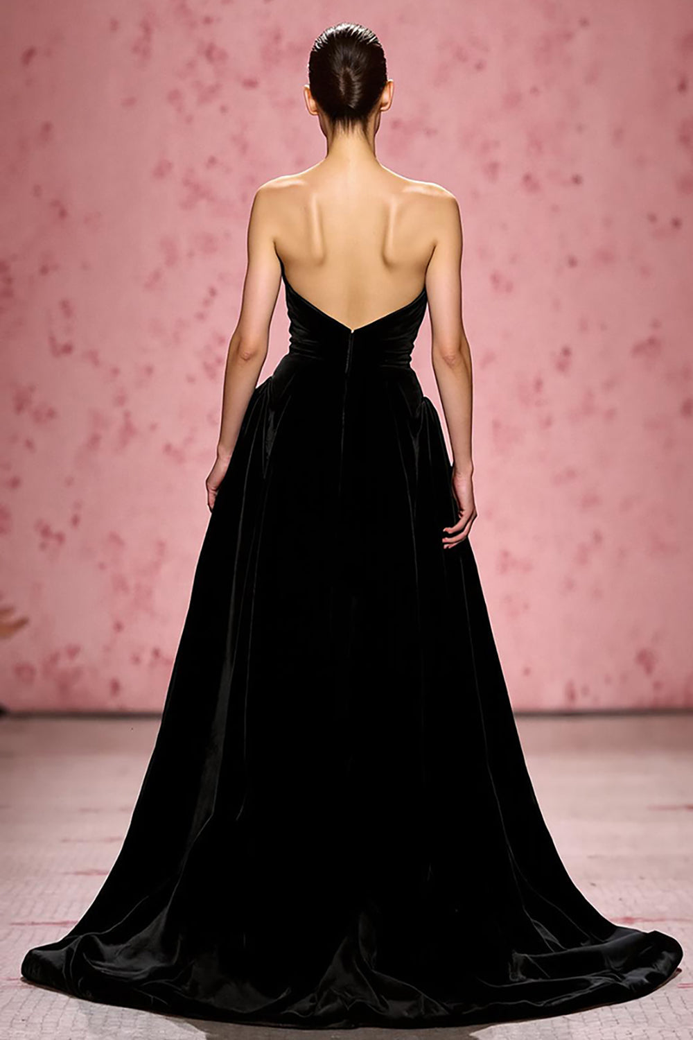 Simple Black A Line Velvet Robe de soirée longue sans bretelles avec fente