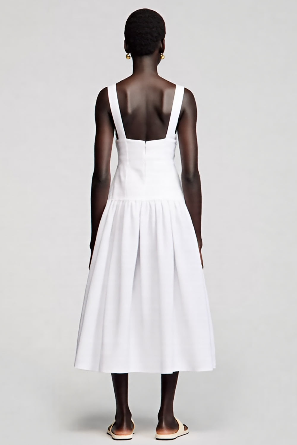 Robe blanche midi à col en V