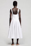 Robe blanche midi à col en V