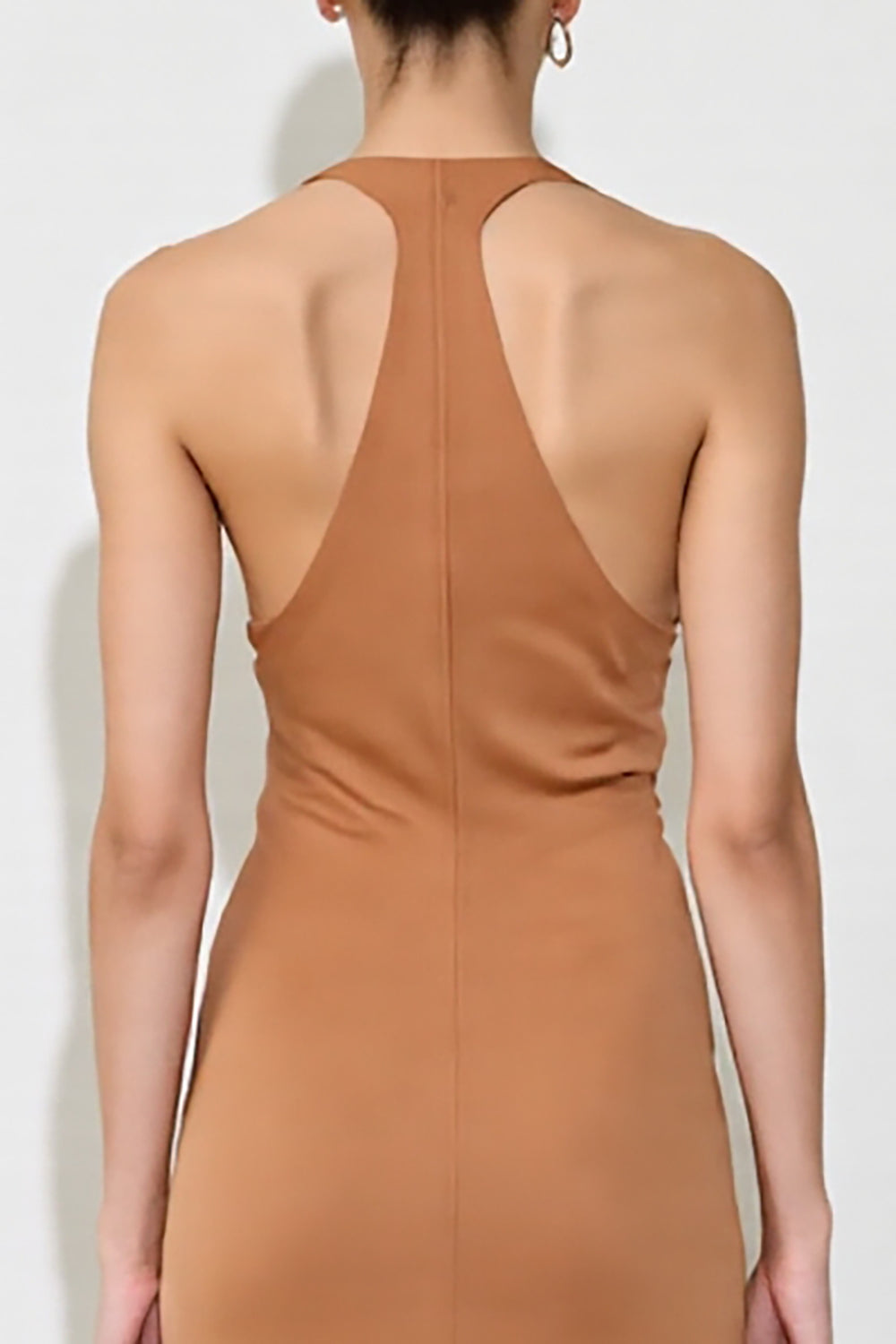 Robe longue à col en V fourreau orange