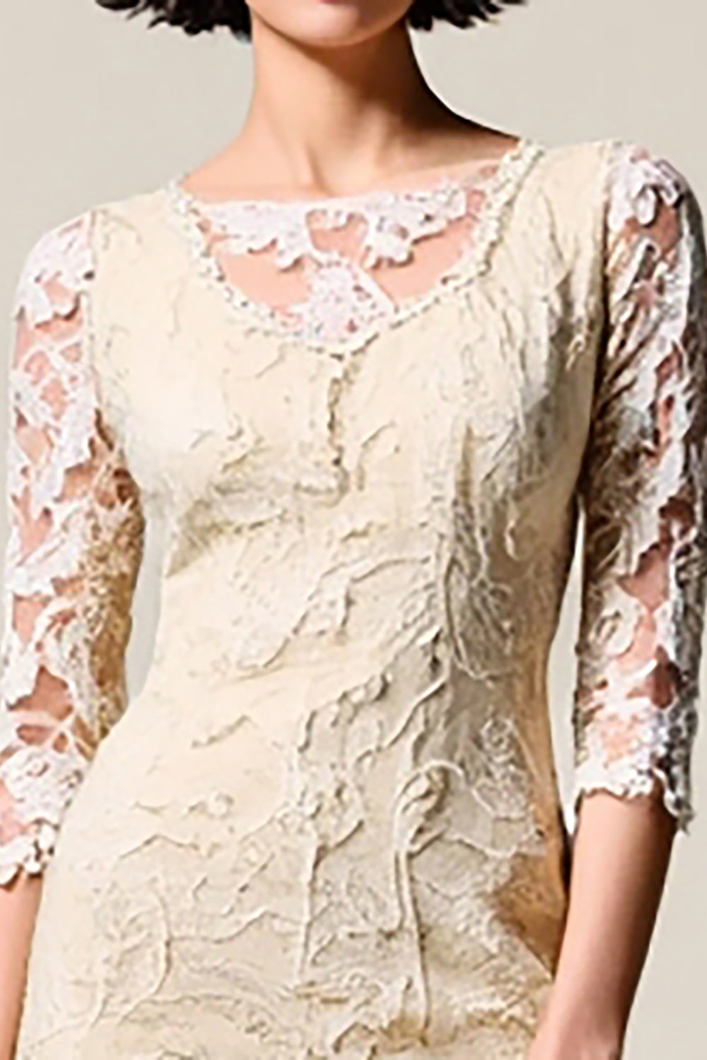 Dentelle Ivoire Fourreau Robe Courte