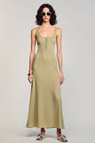 Col carré Une ligne Olive Spandex Robe