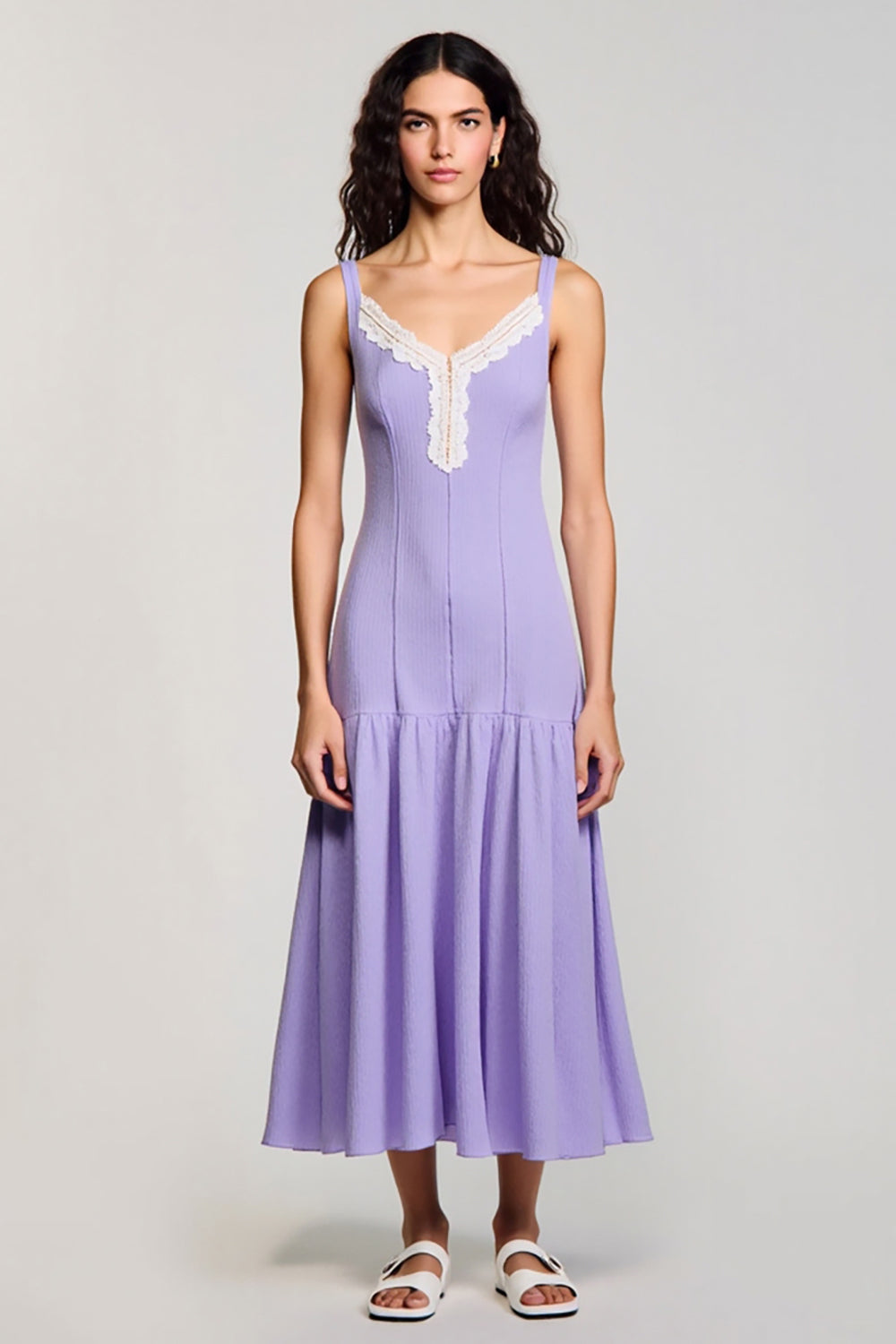 Violet A Ligne Spaghetti Bretelles Robe