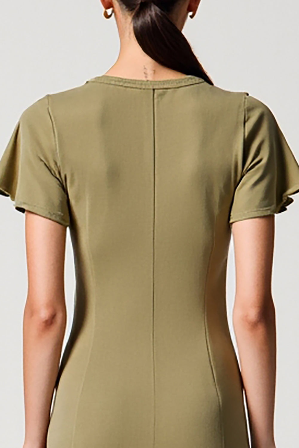 Robe à col carré Olive Sheath avec fente