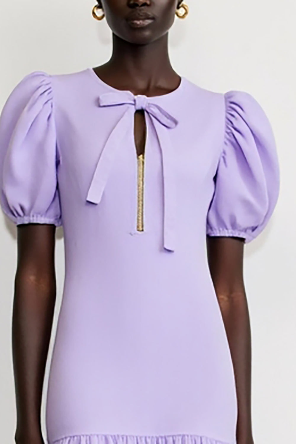 Robe à manches bouffantes en mousseline de soie violette