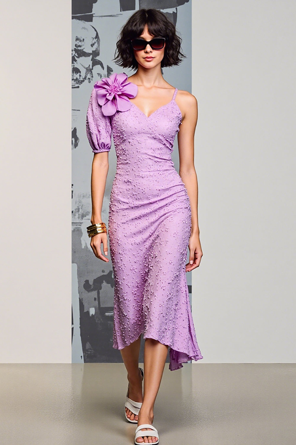 Robe sirène florale violette