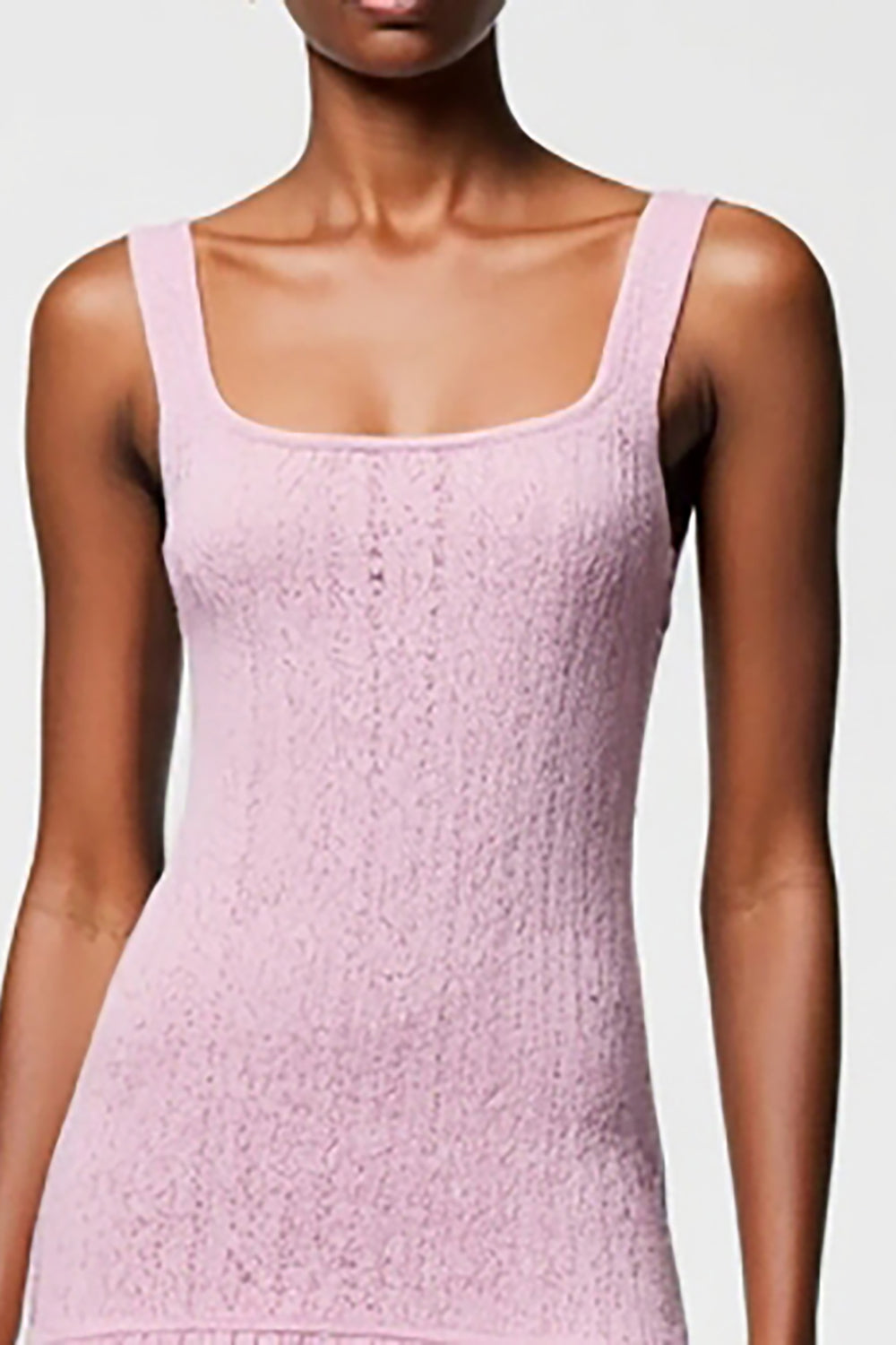 Robe midi à col carré rose