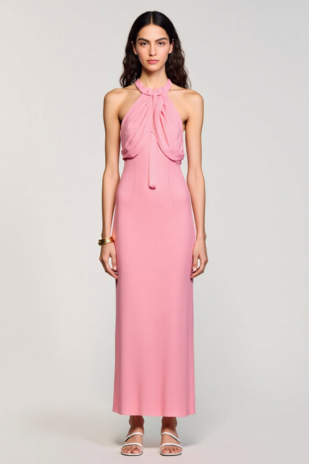 Robe fourreau rose dos nu