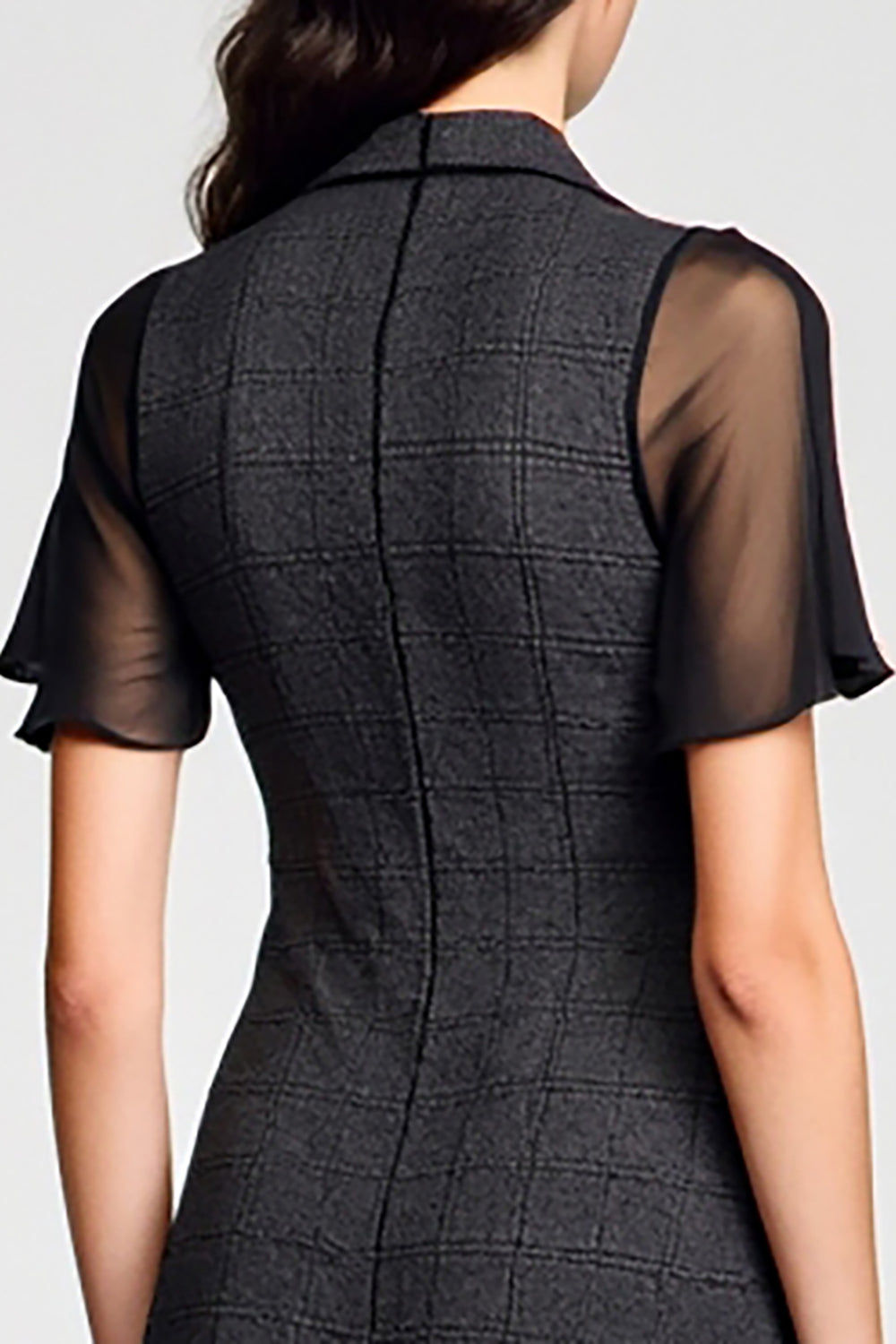 Robe à col polo noir une ligne avec cravate