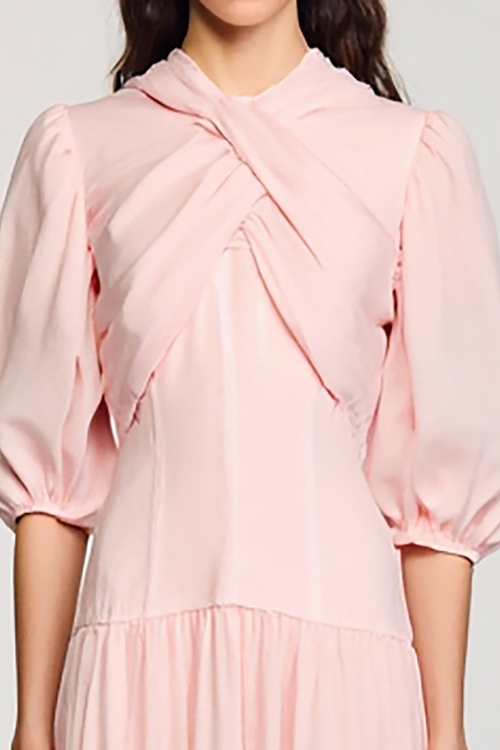 Rose Une ligne à manches bouffantes découpé robe