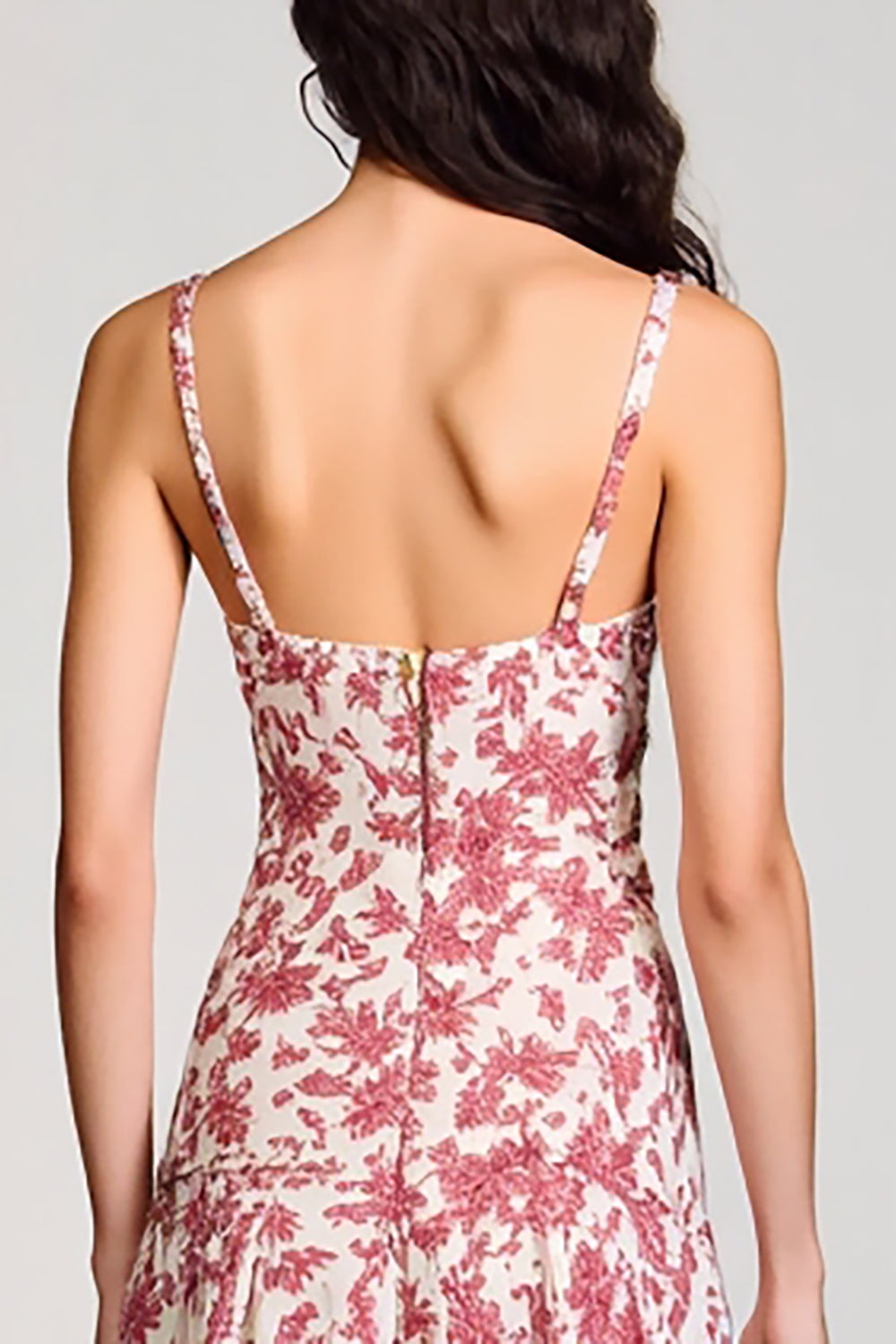 Robe à col carré floral rouge