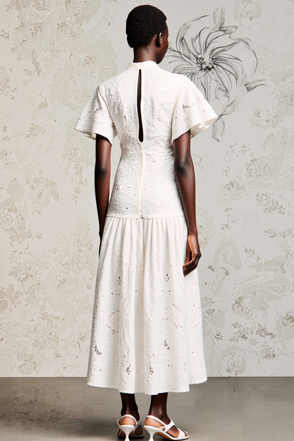 Dentelle blanche Une ligne Robe