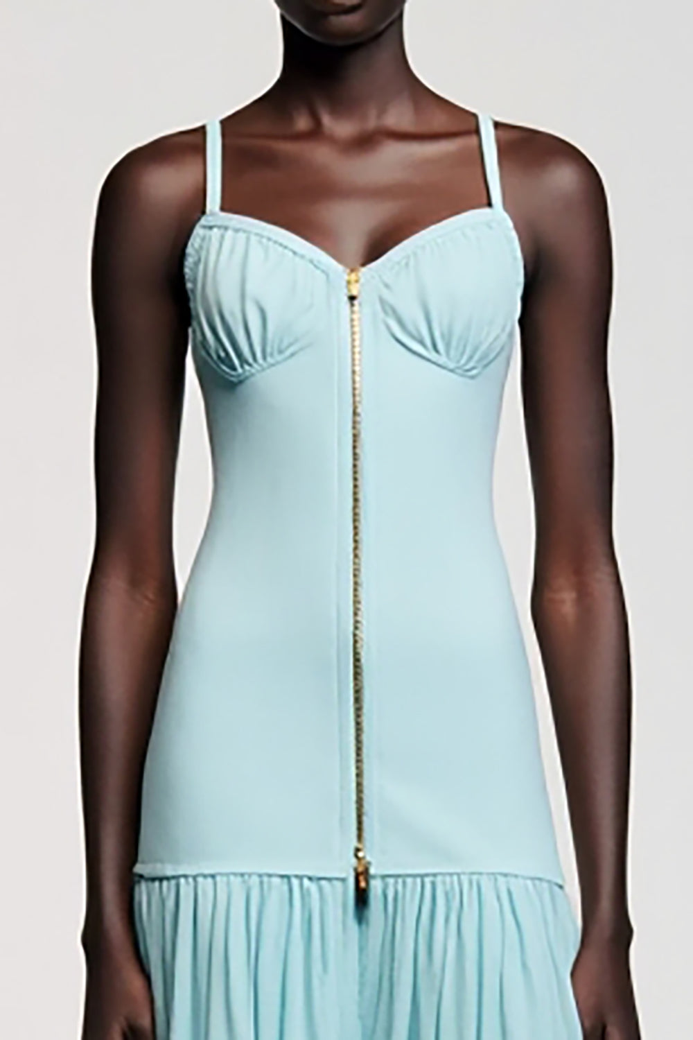 Bleu clair A ligne spaghetti bretelles Robe