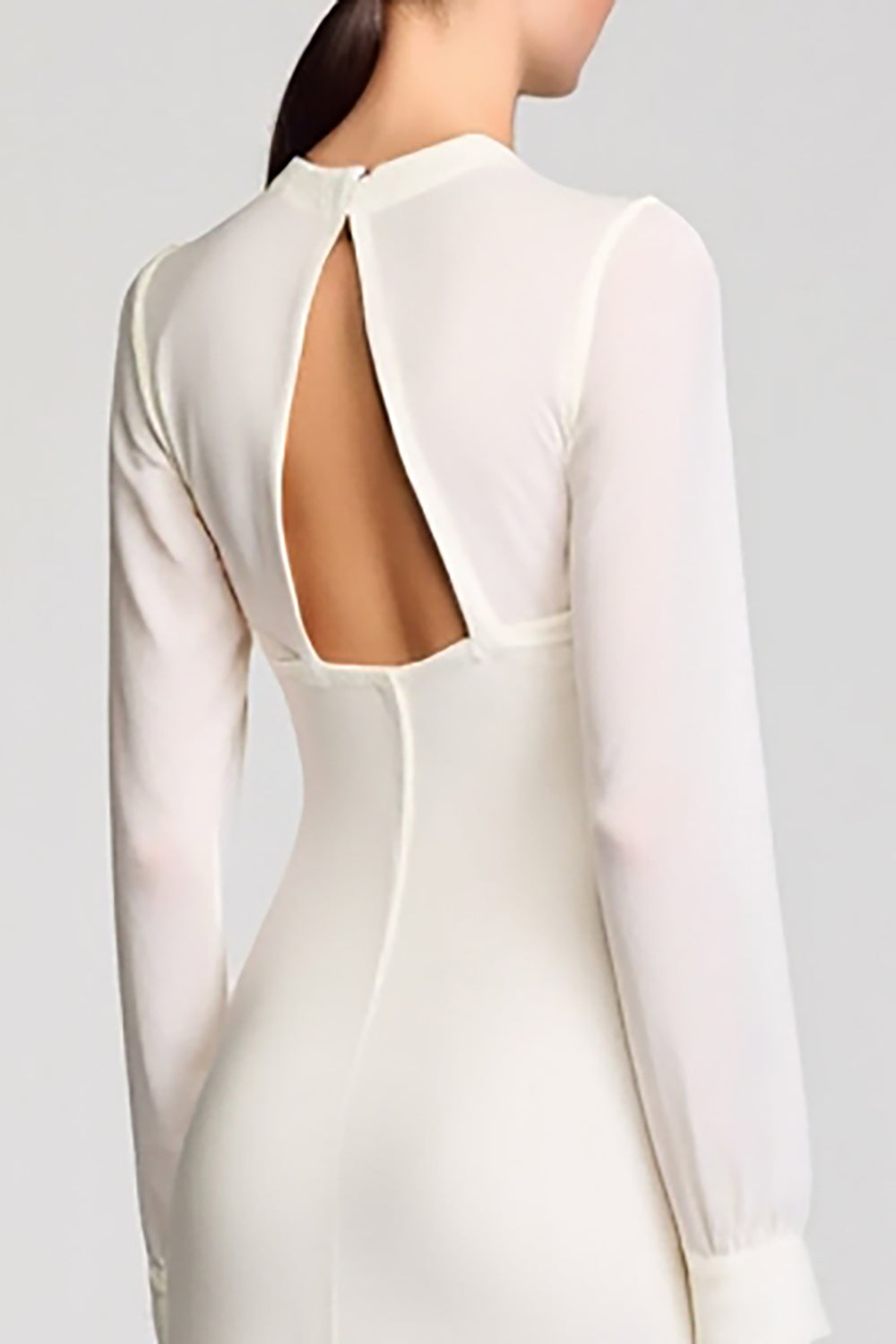 Robe à manches longues fourreau ivoire