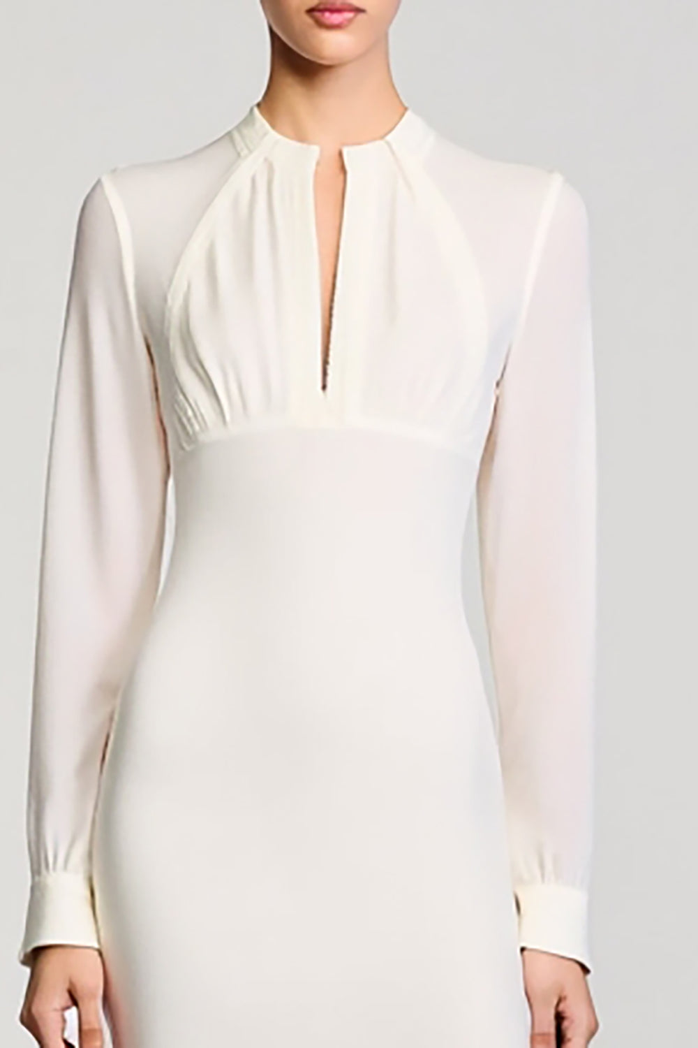 Robe à manches longues fourreau ivoire