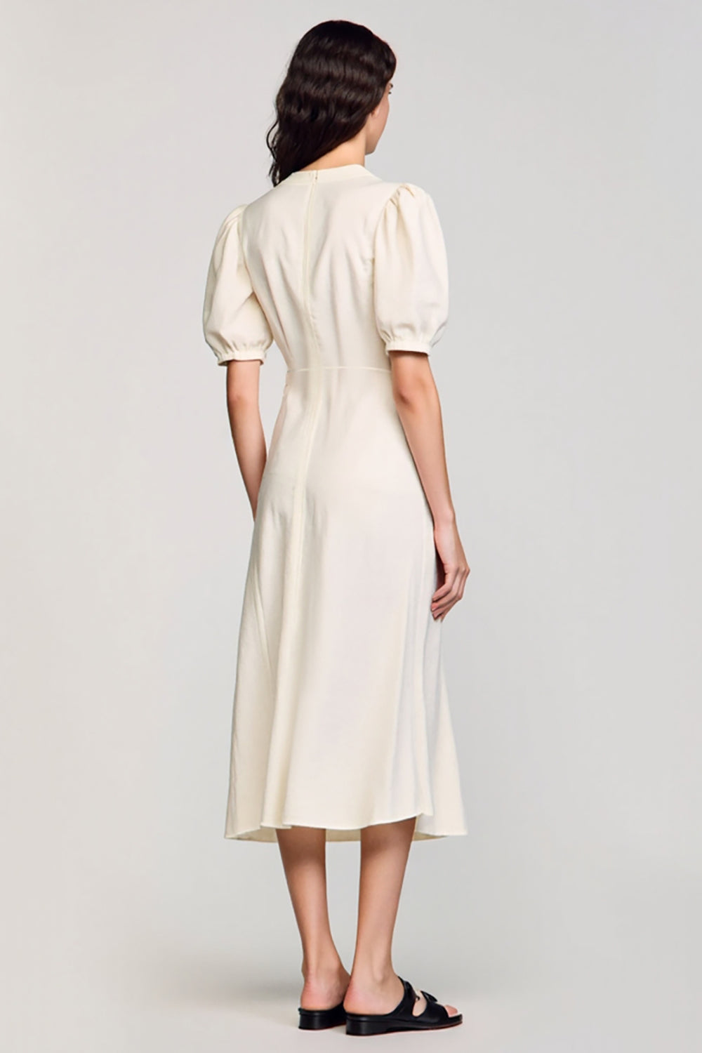 Abricot Fourreau Col en V Robe avec fente