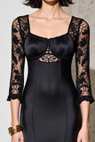 Robe midi fourreau noir avec dentelle