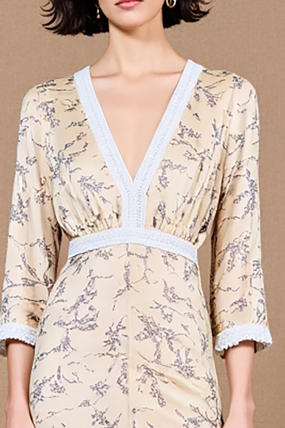 Imprimé Fourreau Abricot Robe midi