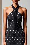 Robe noire à pois licol