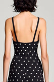 Robe midi à pois noirs