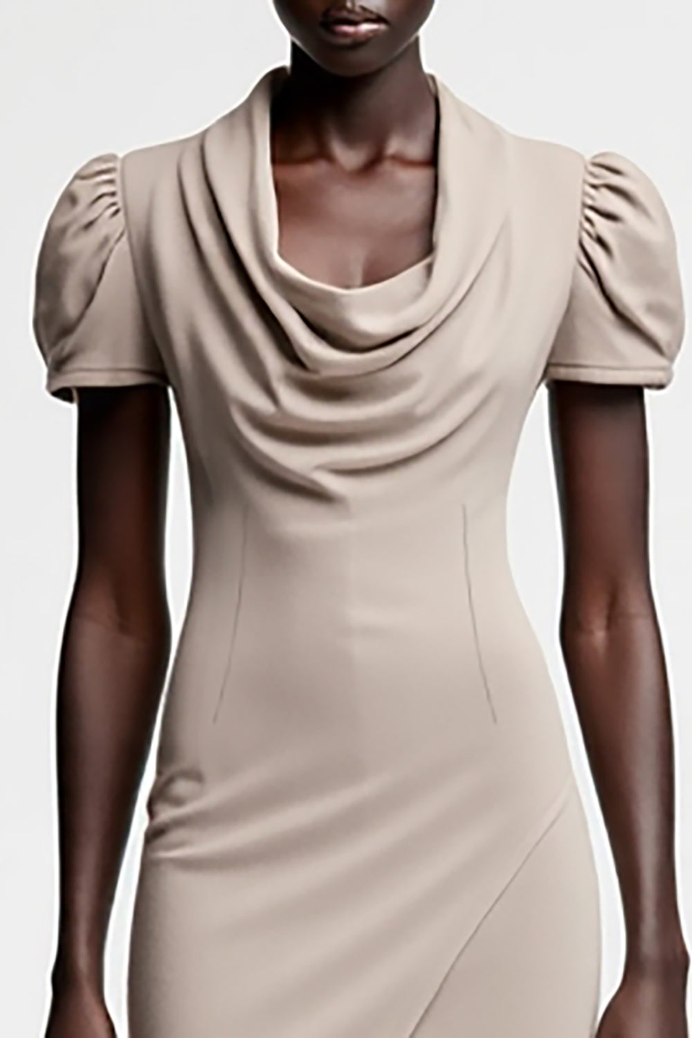 Robe à col bénitier gris avec fente