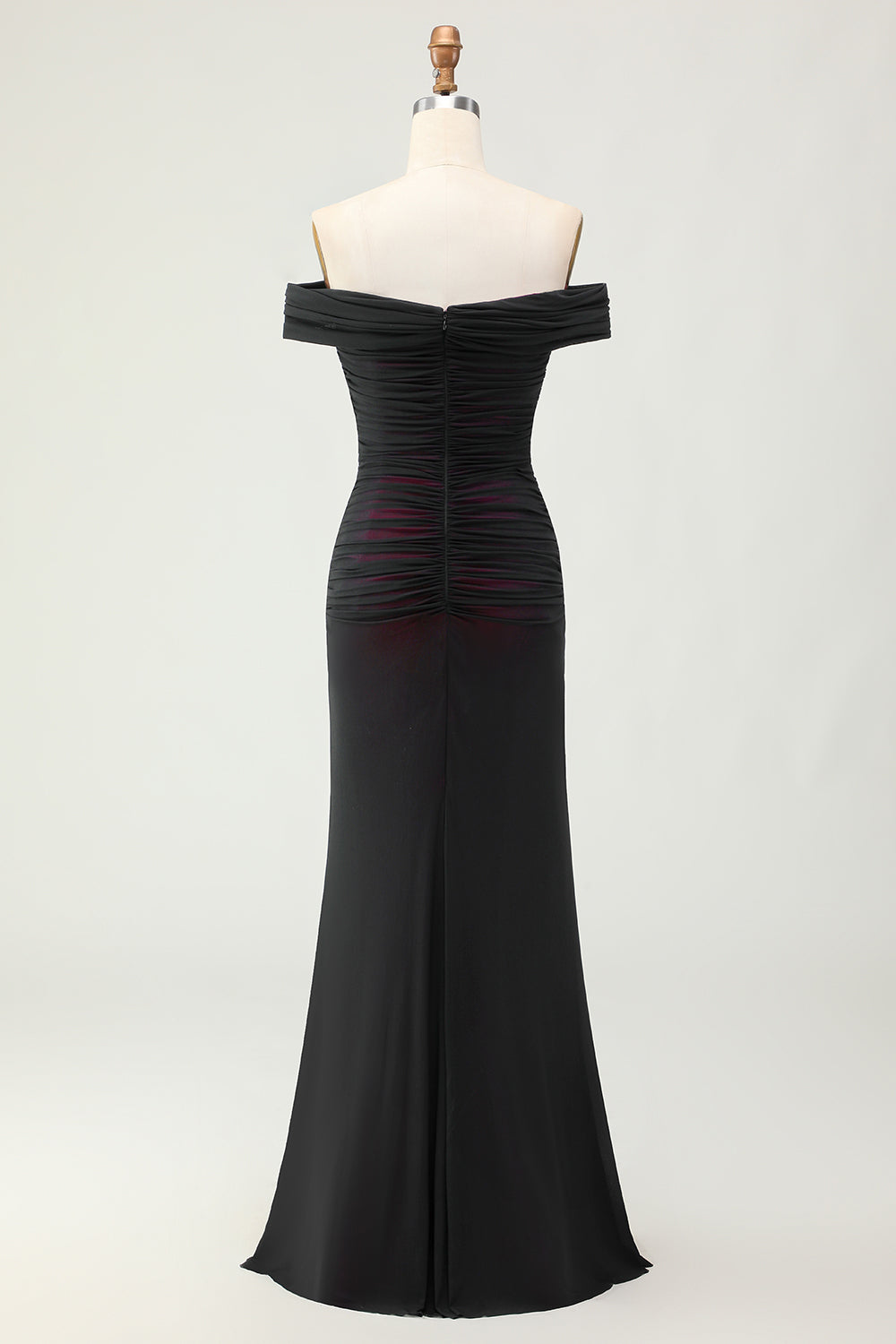 Robe de demoiselle d’honneur rose noire à épaules dénudées avec fleur 3D