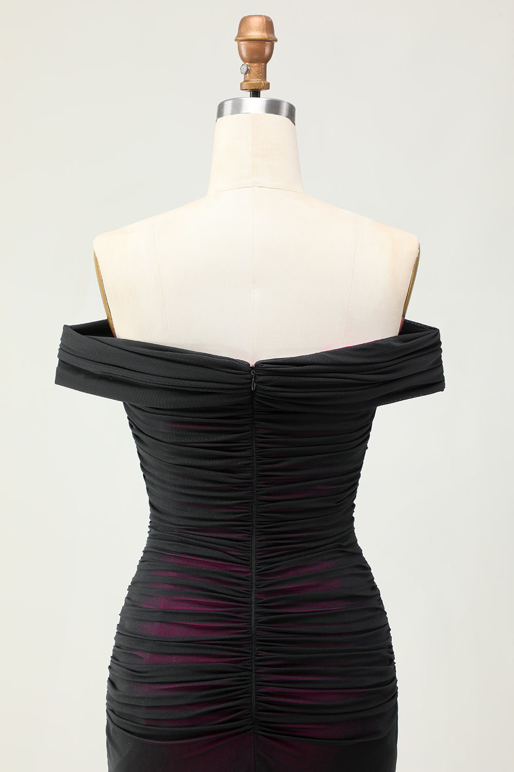 Robe de demoiselle d’honneur rose noire à épaules dénudées avec fleur 3D