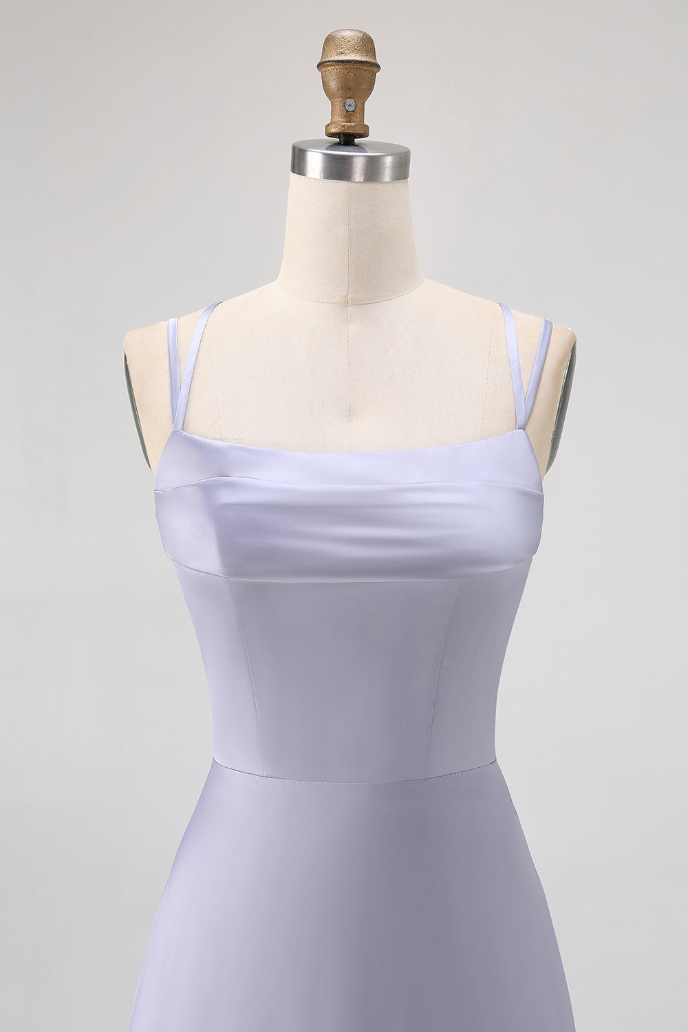 Dusty Blue A Line Robe de demoiselle d’honneur longue avec dos à lacets