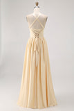 Robe de demoiselle d’honneur en satin Daffodil Halter A Line