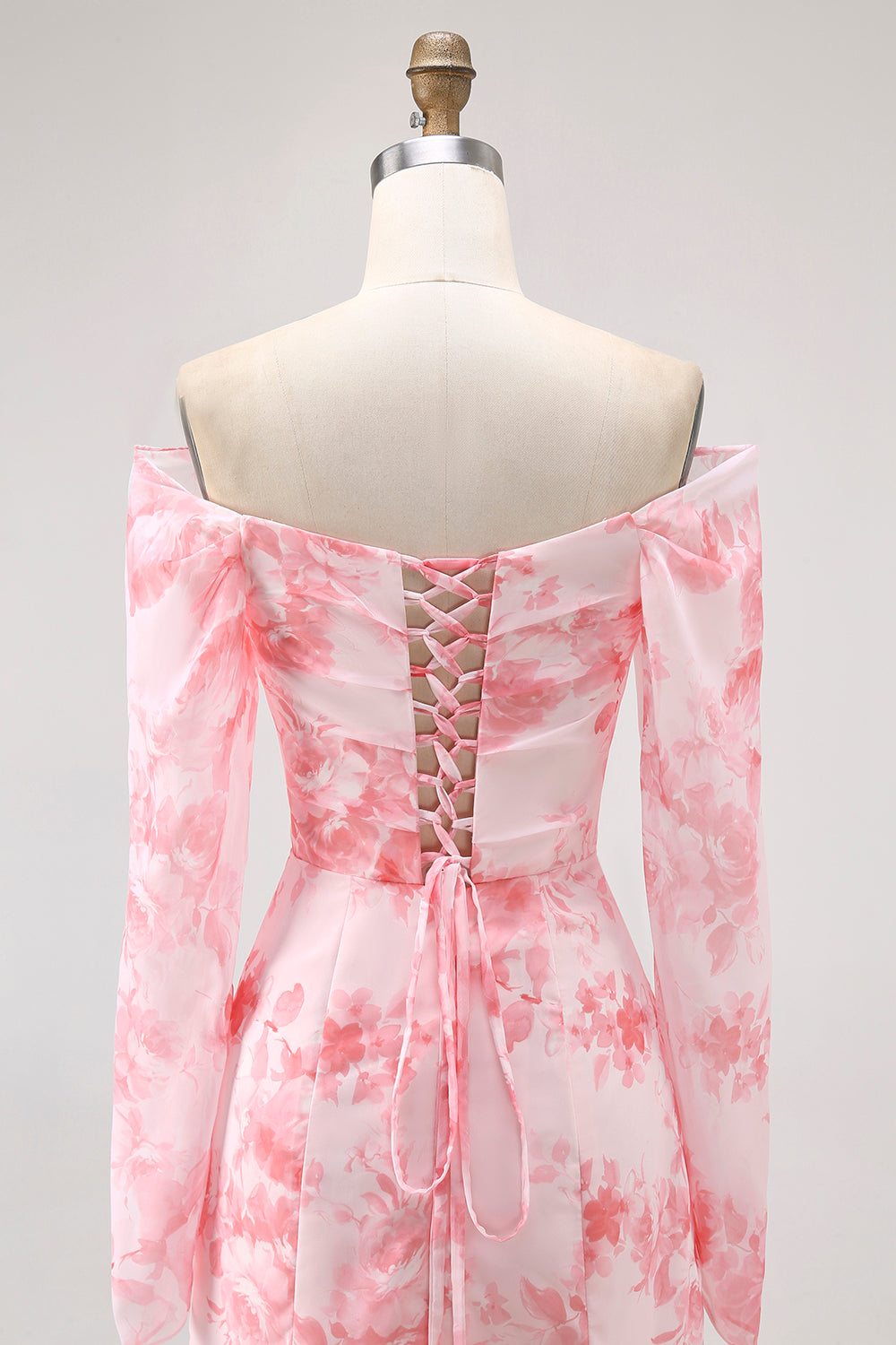 Robe de demoiselle d’honneur à manches longues à manches longues sirène sirène de fleur rose avec fente