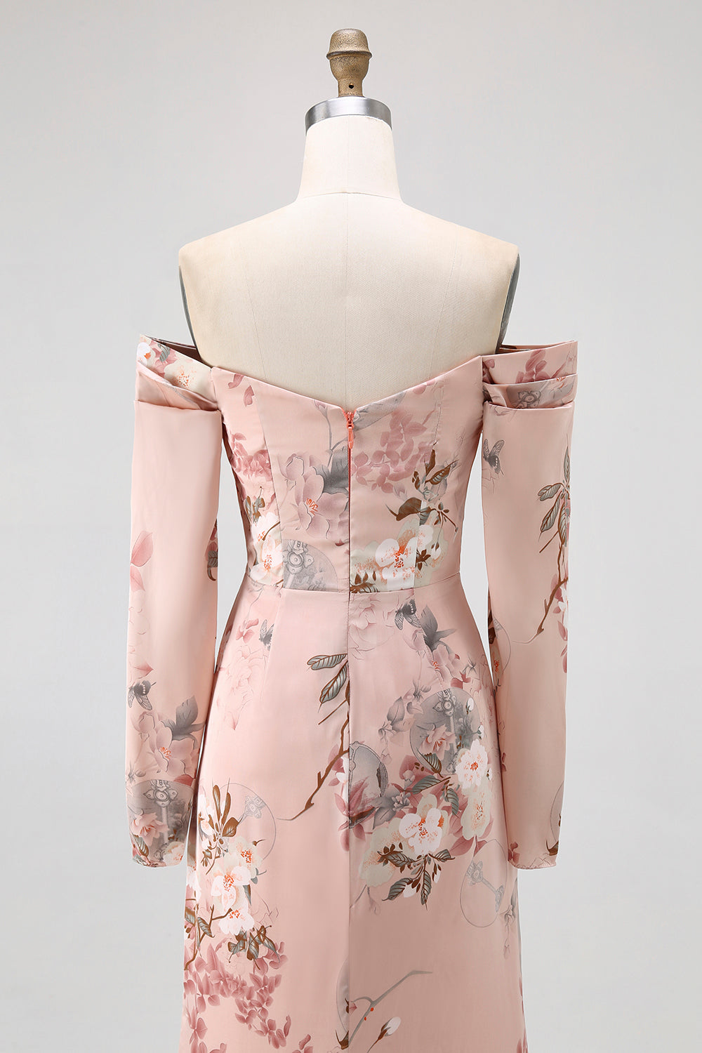 Fard à joues floral à épaules dénudées Robe longue d’invité de mariage avec fente