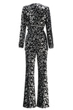 Costume de bal 2 pièces pour femmes noir scintillant avec ceinture
