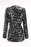 Costume de bal 2 pièces pour femmes noir scintillant avec ceinture
