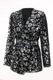 Costume de bal 2 pièces pour femmes noir scintillant avec ceinture
