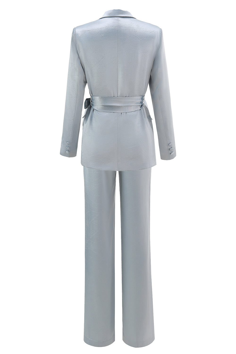 Dusty Blue Peak Lapel Costume 2 pièces pour femmes avec ceinture