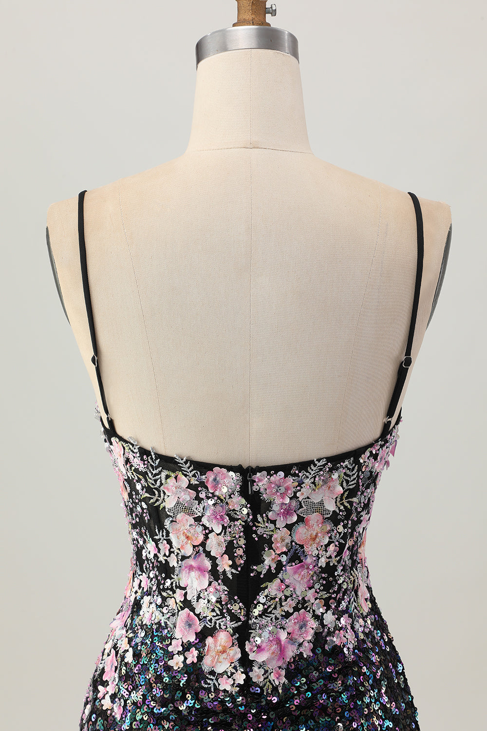 Robe de cocktail courte moulante corset moulante à fleurs roses scintillantes avec paillettes