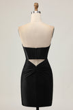 Robe de bal perlée corset corset noir