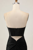 Robe de bal perlée corset corset noir