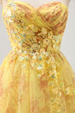 Jaune une épaule paillettes imprimées une robe de bal en ligne