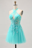 Dos nu Appliquéed A Line Short Green Homecoming Dress