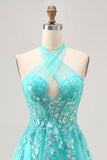 Dos nu Appliquéed A Line Short Green Homecoming Dress