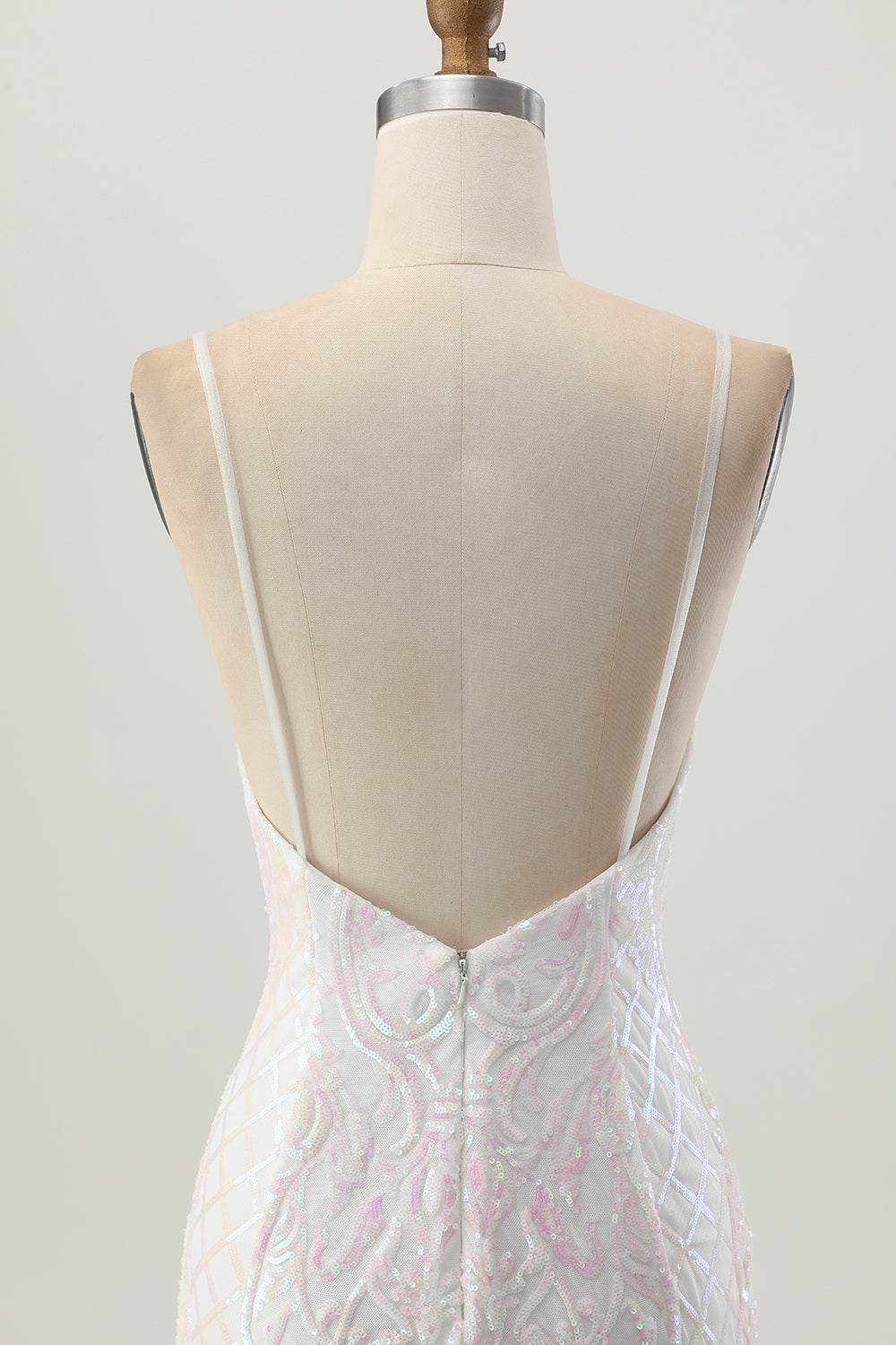 Robe de cocktail moulante à sequins à sequins blanche scintillante