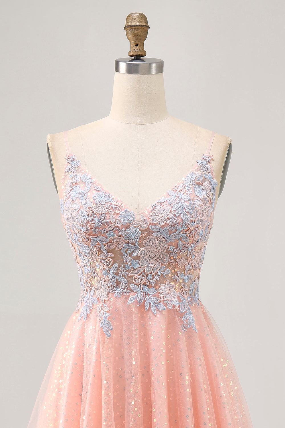 Blush A Line Paillettes Applique Robe Courte Retrouvailles
