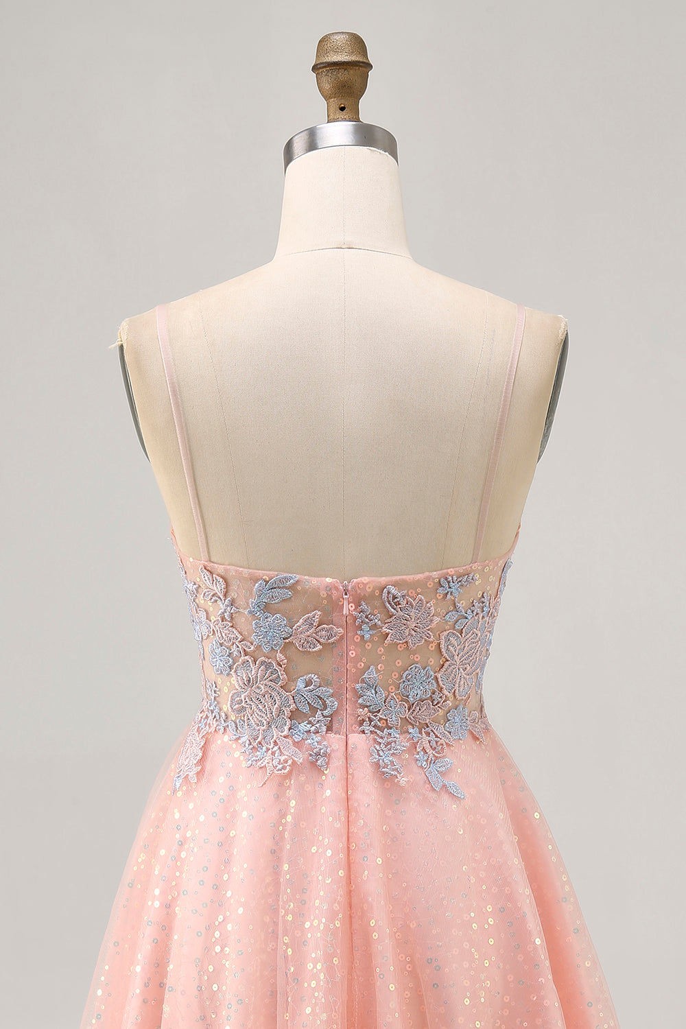 Blush A Line Paillettes Applique Robe Courte Retrouvailles