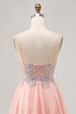 Blush A Line Paillettes Applique Robe Courte Retrouvailles