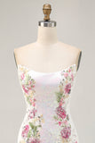 Robe moulante moulante à paillettes florales blanche