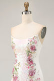Robe moulante moulante à paillettes florales blanche