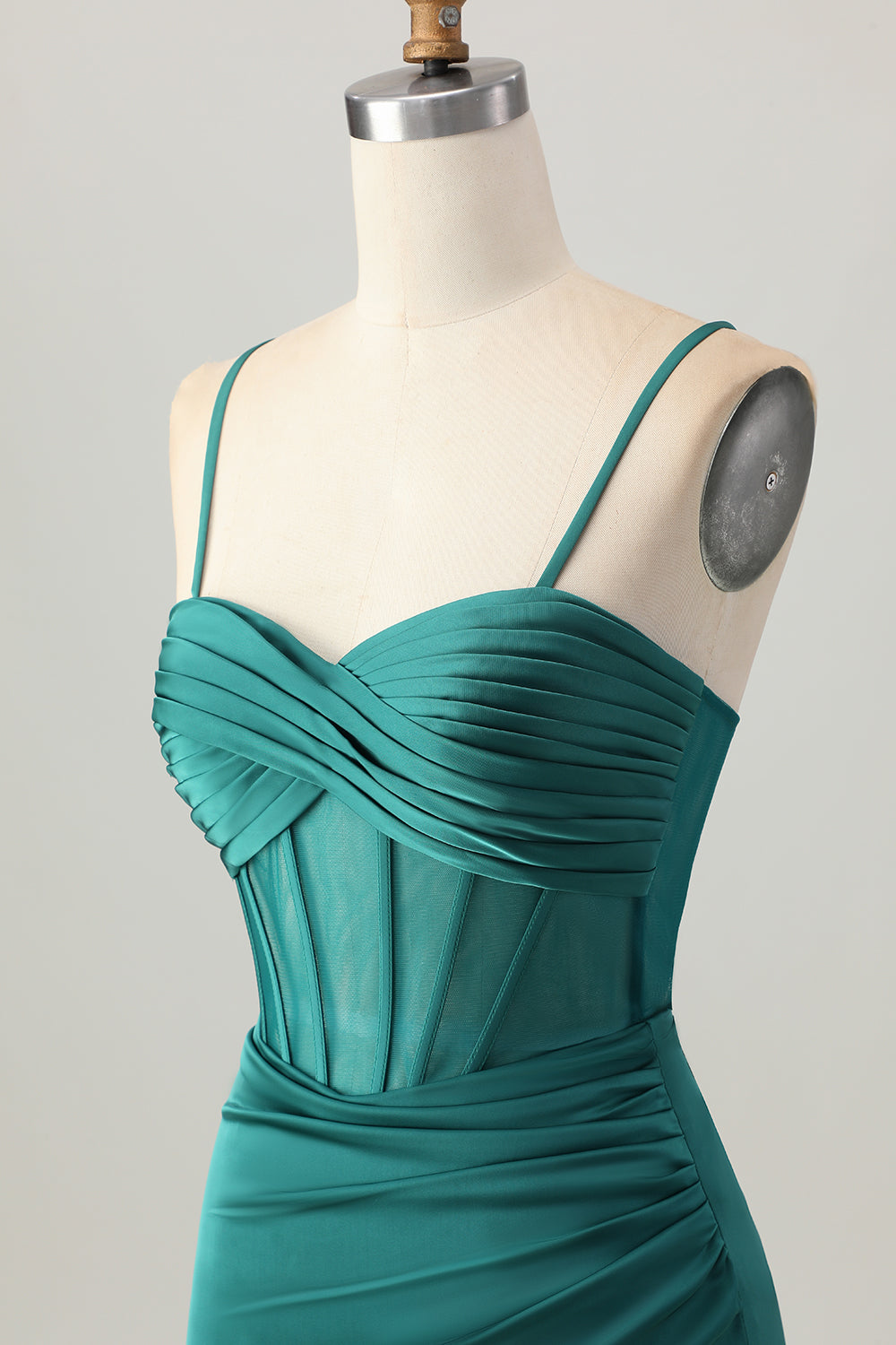Vert foncé Corset Robe courte en satin De Cocktail