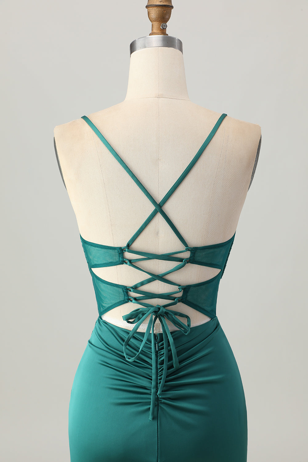Vert foncé Corset Robe courte en satin De Cocktail