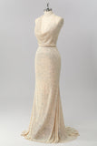 Robe De Soirée longue dos ouvert sirène sirène sirène à paillettes